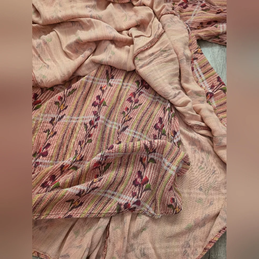 Free People Rust-Peach Floral Long Sleeve Mini Dress - Picture 10 of 15